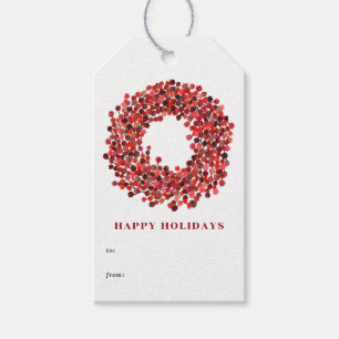 Hand Painted Red Winterberry Wreath Custom Holiday Gift Tags