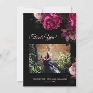 Hand Painted Roses Dark Romantic Wedding Thank You Card