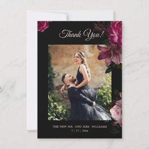 Hand Painted Roses Dark Romantic Wedding  Thank You Card