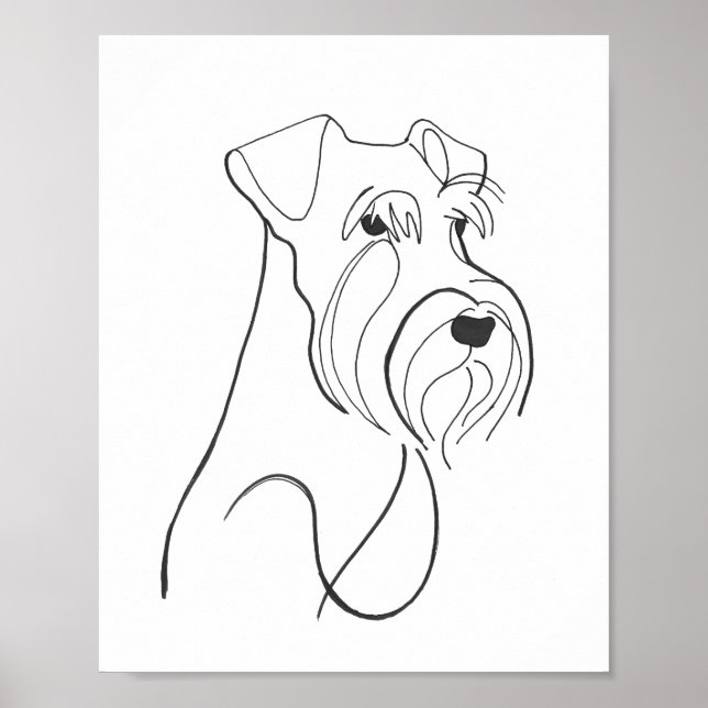 Hand Painted Schnauzer Minimalist Dog Artwork Poster (Front)