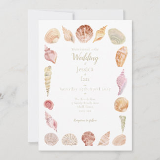 Hand painted Sea Shell Wedding Invitation