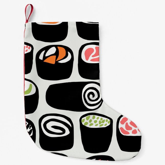 Hand painted seamless pattern with Asian food on v Small Christmas Stocking (Front)