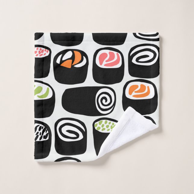 Hand painted seamless pattern with Asian food on v Wash Cloth (Wash Cloth)