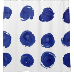 Hand painted seamless polka dots pattern shower curtain
