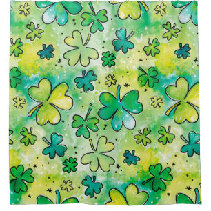 Hand-painted shamrock pattern featuring water colo shower curtain