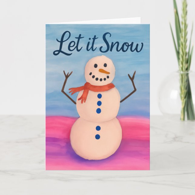 Hand-Painted Snowman Holiday Greeting Card (Front)