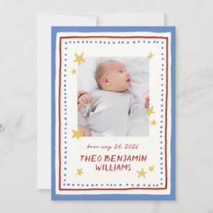 Hand-Painted Starry Photo Birth Announcement