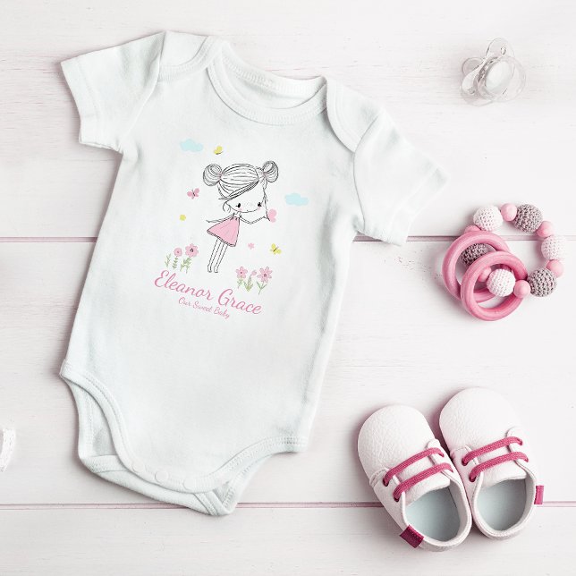 Hand Painted Sweet Girl - Pink Baby Bodysuit (Creator Uploaded)