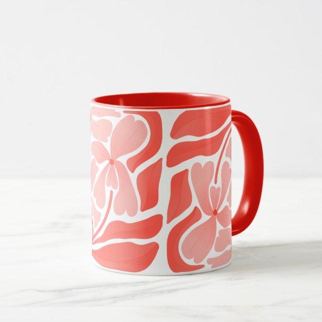 Hand Painted Tangerine Mug with Artisan Design (Front Right)