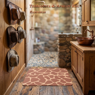 Hand-Painted Terracotta Apricot Giraffe Spots  Bath Mat