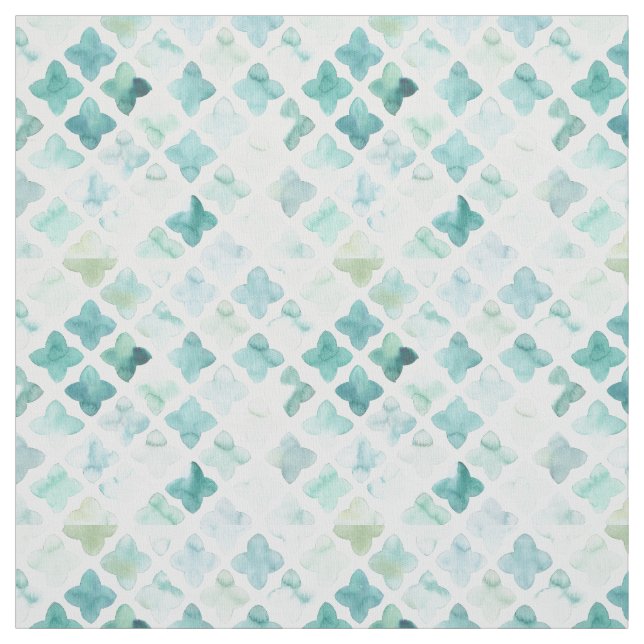 Hand Painted Turquoise Pattern Fabric (Swatch)