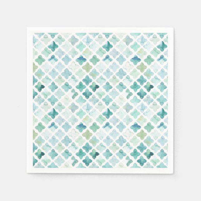 Hand Painted Turquoise Pattern Napkin (Front)
