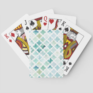 Hand Painted Turquoise Pattern Playing Cards