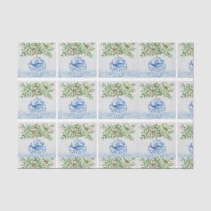 Hand Painted Tuscan Blue Ginger Jars Wedding Tissue Paper