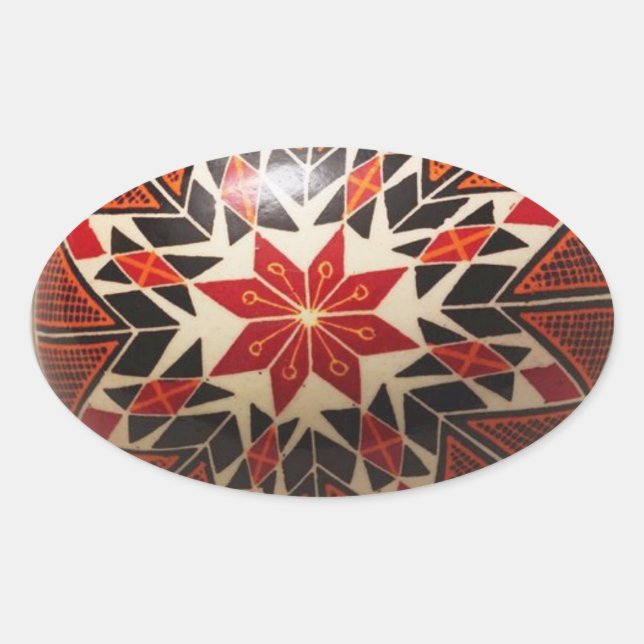 Hand painted Ukrainian Easter egg Oval Sticker (Front)