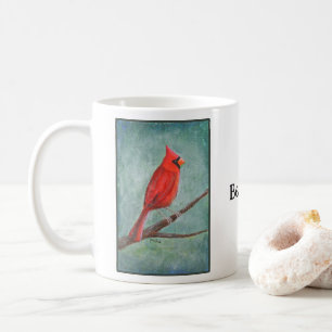 Hand-painted Unique Moody Cardinal Art  Coffee Mug