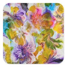 Hand-Painted Vibrant Abstract Art Sticker (Square)