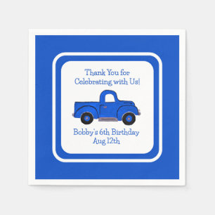Hand painted Vintage Blue Truck BORDER Napkin