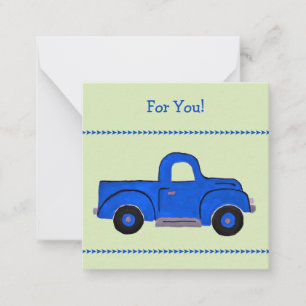 Hand Painted Vintage Blue Truck small ENCLOSURE  Card