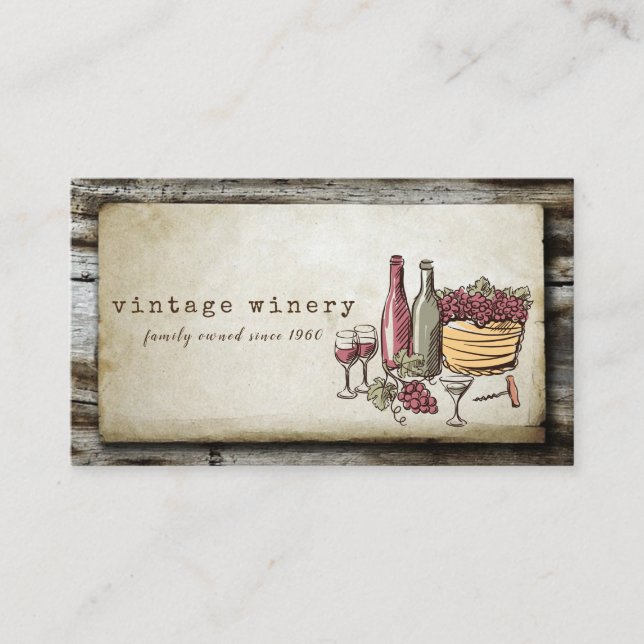 Hand-painted Vintage Vineyard Winery Business Card (Front)