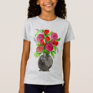 Hand Painted Watercolor Abstract Floral Art T-Shirt
