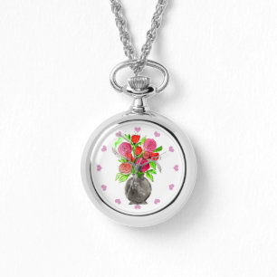 Hand Painted Watercolor Abstract Floral Art Watch