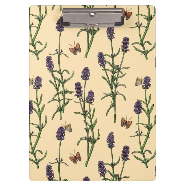 Hand-painted watercolor and ink pattern with laven clipboard (Front)