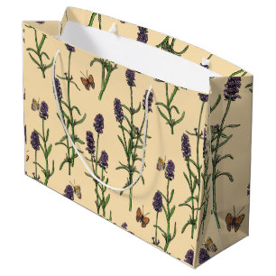 Hand-painted watercolor and ink pattern with laven large gift bag