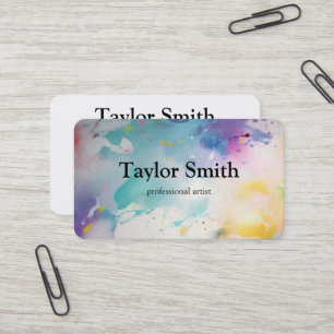 Hand Painted Watercolor Artist Business Card