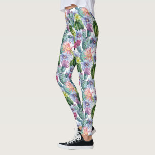 Hand Painted Watercolor Cactus Pattern 2 Leggings