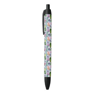 Hand Painted Watercolor Cactus Pattern Black Ink Pen