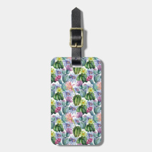 Hand Painted Watercolor Cactus Pattern Luggage Tag