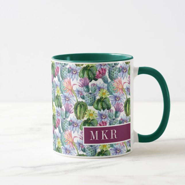 Hand Painted Watercolor Cactus Pattern Mug (Right)