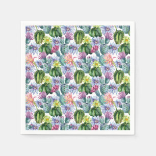 Hand Painted Watercolor Cactus Pattern Napkin