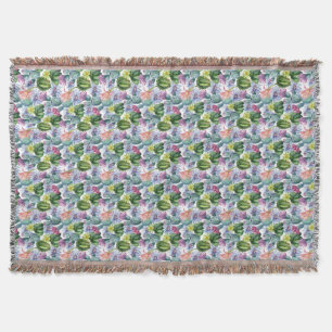 Hand Painted Watercolor Cactus Pattern Throw Blanket