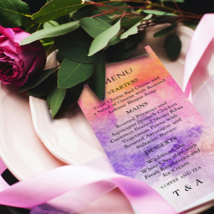 Hand-painted watercolor Colourful  Menu Invitation