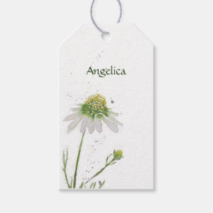 Hand Painted Watercolor Daisy Custom Bible Verse Gift Tags