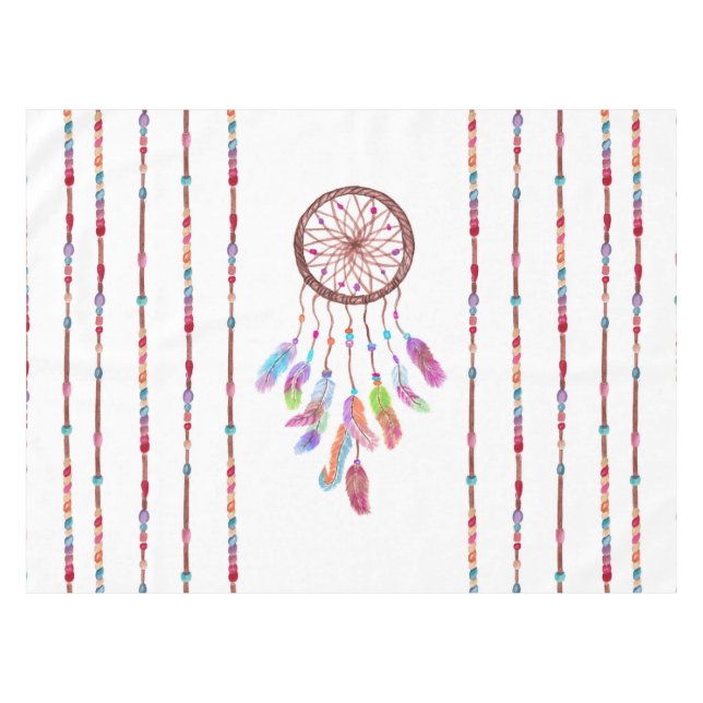 Hand Painted Watercolor Dreamcatcher Beads Feather Tablecloth (Front (Horizontal))