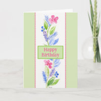 Hand Painted Watercolor Floral BIRTHDAY Greeting 
