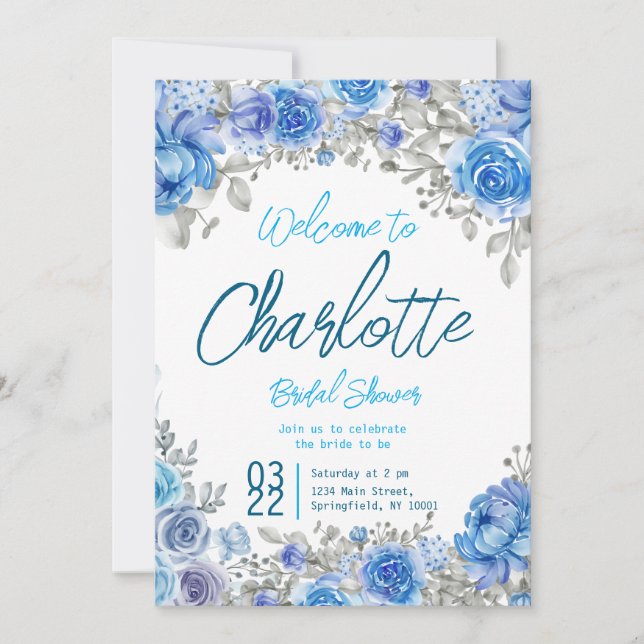 Hand-Painted Watercolor Floral Bridal Shower  Invitation (Front)
