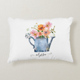 Hand-Painted Watercolor Floral Decorative Cushion