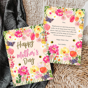 Hand-Painted Watercolor Floral Garden Mother's Day Card
