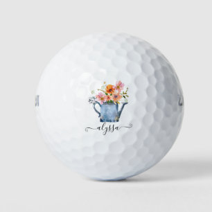 Hand-Painted Watercolor Floral Golf Balls