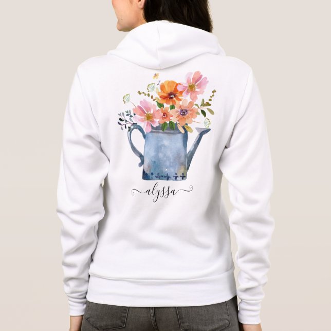 Hand-Painted Watercolor Floral Hoodie (Back)