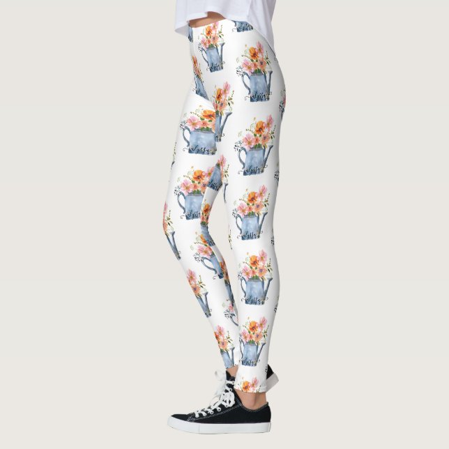 Hand-Painted Watercolor Floral Leggings (Left)