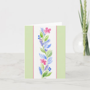Hand Painted Watercolor Floral Note Blank Card