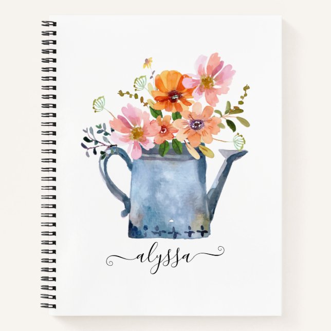Hand-Painted Watercolor Floral Notebook (Front)
