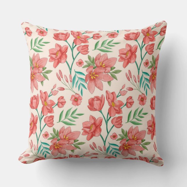 Hand Painted Watercolor Floral Pattern-54098 Cushion (Front)