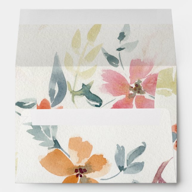 Hand Painted Watercolor Flowers Envelope (Back (Bottom))