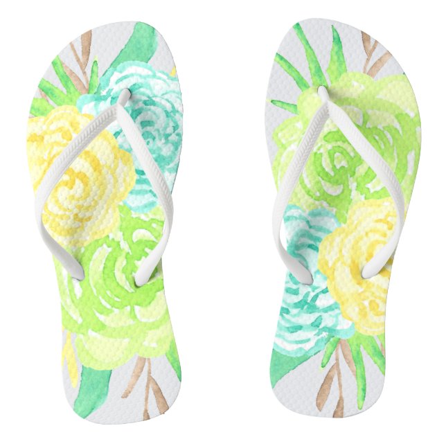 Hand Painted Watercolor Flowers Jandals (Footbed)